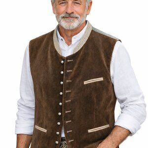 Manufactur Grasegger Brown Velvet Vest – Traditional Alpine Style, high quality